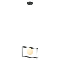 Lampa wisząca Grosetta PND-53423-1-BK Italux kula umieszczona w podwójnej czarnej ramce