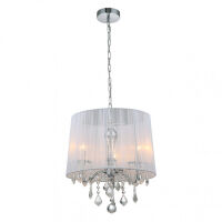 Lampa wisząca Cornelia MDM-2572/3 W Italux BIAŁY Subtelny abażur kryształki
