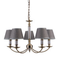 Lampa wisząca ZANOBI PND-43272-5 Italux PIĘCIORAMIENNY ŻYRANDOL W KOLORZE ANTYCZNEGO BRĄZU SZKLANE AKCENTY DODAJĄCE UROKU 