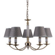 Lampa wisząca ZANOBI PND-43272-5 Italux PIĘCIORAMIENNY ŻYRANDOL W KOLORZE ANTYCZNEGO BRĄZU SZKLANE AKCENTY DODAJĄCE UROKU 