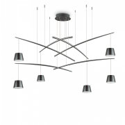 LAMPA WISZĄCA Żyrandol Fish Sp6 196992 NOWOCZESNY IP20  METAL oprawa wisząca w kolorze czarnym Ideal Lux LAMPA WEWNĘTRZNA LED