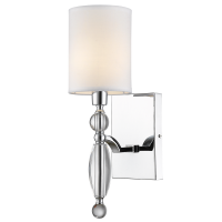 KINKIET CANCUN lampa ścienna ozdobiona kryształkami z klasycznym białym abażurem COSMO light W01780WH