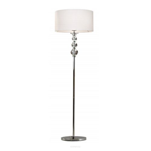 Lampa podłogowa Rea RLL93163-1W Zuma Line biały okrągły abażur podstawa chromowana kryształowe kule