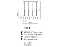 Lampa wisząca Izza 4 oliwkowa AZzardo MD1288B-4M AZ1228 oliwkowe szklane klosze nowoczesny - 2