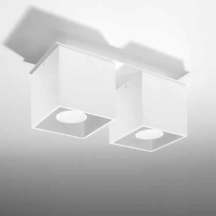 Lampa sufitowa podwójny plafon Quad 2  SOLLUX LIGHTING biały kostka SL.0065 techniczna nowoczesna kwadratowa