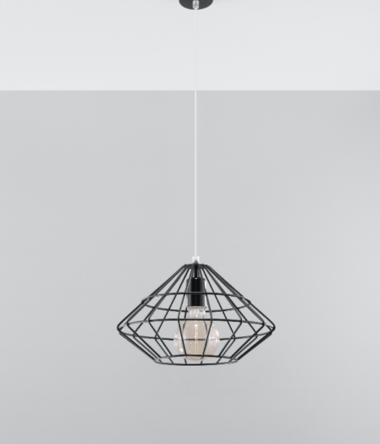 Loftowa Nowoczesna Lampa wisząca  Umberto czarna SL.0294  klosz z metalu druciasty