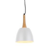 Lampa wisząca Prato WH  AZzardo FLPR20WH  AZ1333 z metalu w kolorze białym i drewna nowoczesna do kuchni