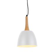 Lampa wisząca Prato WH  AZzardo FLPR20WH  AZ1333 z metalu w kolorze białym i drewna nowoczesna do kuchni