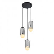Lampa wisząca MATTY MDM-3939/3 BK Italux CZARNA METALOWA OPRAWA 3 ZWISY OKRĄGŁA PODSUFITKA 