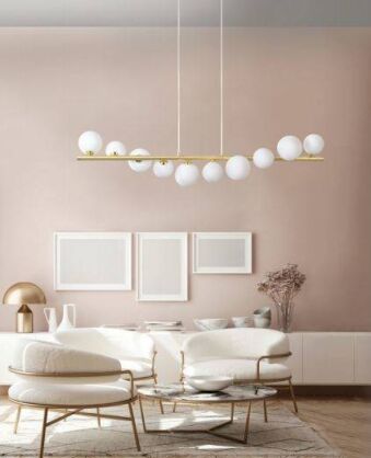Lampa wisząca SYBILLA 10 PENDANT AZ4407 złota podstawa białe klosze