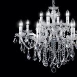 Lampa wisząca Florian SP12 CROMO Ideal Lux  035604 metalowa oprawa w kolorze chromu podstawki z przezroczystego szkła ozdobiony jest zawieszkami z kryształków - 3