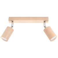PLAFON BERG 2 LAMPA SUFITOWA NATURALNE DREWNO+CHROM 2 RUCHOME ŹRÓDŁA ŚWIATŁĄ IDEALNA DO SALONU TUBA NOWOCZESNA SL.0702 SOLLUX