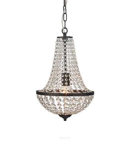 Lampa wisząca GRÄNSÖ granso Wisząca 1L Czarny/MC 107026  Markslojd Styl pałacowy glamour przezroczyste kryształki metalowe elementy w kolorze czarnym  źródło światła E27 30 cm szerokości