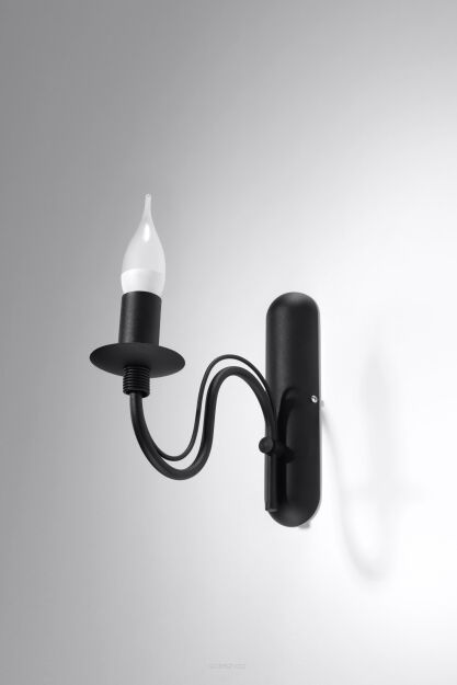 Klasyczna Lampa Ścienna Świeca Kinkiet MINERWA Czarny Czarny SL.220 styl pałacowy