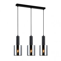 Lampa wisząca SARDO PND-5581-3-BK+SG Italux Czarna podłużna podsufitka Dymione klosze w kształcie tub długość 61 cm 