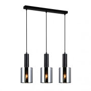 Lampa wisząca SARDO PND-5581-3-BK+SG Italux Czarna podłużna podsufitka Dymione klosze w kształcie tub długość 61 cm 