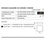 Oprawa natynkowa kwadratowa czarna nowoczesna MONZA S 40 square Azzardo AZ2273 SHS563000-50-WH LED 5,5 cm wysokości 40 cm szerokości - 2