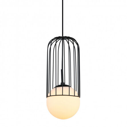 Lampa wisząca MATTY MDM-3939/1 BK Italux Czarna loftowa z białą kulą