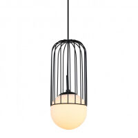 Lampa wisząca MATTY MDM-3939/1 BK Italux Czarna loftowa z białą kulą