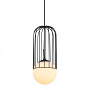 Lampa wisząca MATTY MDM-3939/1 BK Italux Czarna loftowa z białą kulą