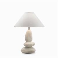 Lampa stołowa Dolomiti TL1 SMALL Ideal Lux  034935  podstawa z emaliowanych elementów ceramicznych w kolorze kamiennym klosz z beżowej tkaniny