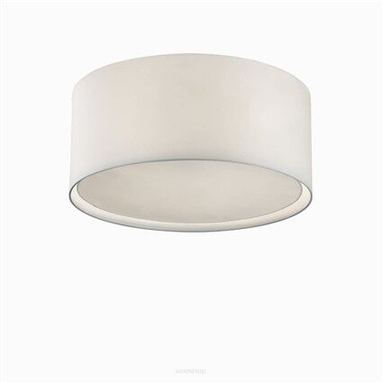 Plafon Wheel PL5 Ideal Lux 036021 okrągła metalowa emaliowana na biało oprawa klosz  z folii PVC pokrytej tkaniną