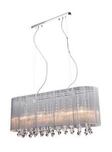 Lampa wisząca Isla MDM1870-4 WH Italux  biały abażur z tkaniny styl pałacowy elegancki kryształki