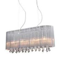 Lampa wisząca Isla MDM1870-4 WH Italux  biały abażur z tkaniny styl pałacowy elegancki kryształki