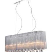 Lampa wisząca Isla MDM1870-4 WH Italux  biały abażur z tkaniny styl pałacowy elegancki kryształki