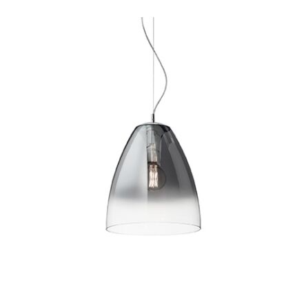 Lampa wisząca Audi-20 SP1 Ideal Lux 016931 posiada metalowe gniazo wykończone w chromie umieszczone wewnątrz klosza z przezroczystego dmuchanego szkła