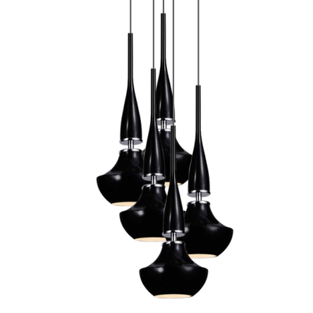 Lampa wisząca Tasos 5 AZzardo MD2095A-5BK   AZ0981 nietypowy elegancki klosze są wykonane z metalu chromowanego i szkła w kolorze czarnym 