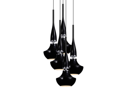 Lampa wisząca Tasos 5 AZzardo MD2095A-5BK   AZ0981 nietypowy elegancki klosze są wykonane z metalu chromowanego i szkła w kolorze czarnym 
