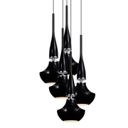 Lampa wisząca Tasos 5 AZzardo MD2095A-5BK   AZ0981 nietypowy elegancki klosze są wykonane z metalu chromowanego i szkła w kolorze czarnym 