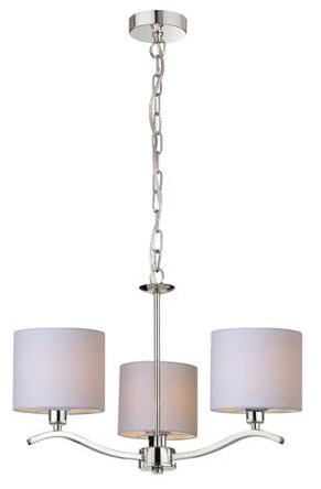 Lampa wisząca CARMEN PENDANT RLD94103-3 Zuma Line klosze z beżowego materiału w kształcie tub delikatny klasyczny chromowana podstawa