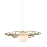Lampa wisząca ALISON MDM-4001/1 GD Italux DRUCIANA OPRAWA W KOLORZE ZŁOTYM SZKLANA KULA W CENTRUM