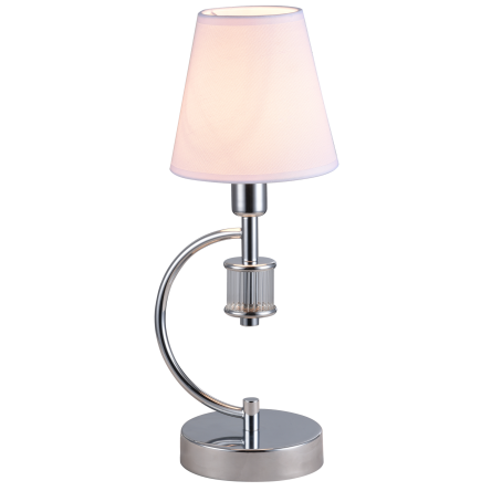 LAMPA STOŁOWA LIVERPOOL  CHROMOWY KORPUS MATERIAŁOWY KLOSZ KRYSZTAŁOWY AKCENT COSMO LIGHT  T01193CH