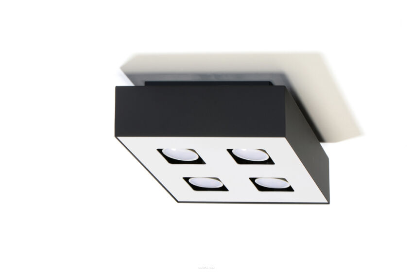 Designerski Plafon Mono 4 Czarny SL.0073 SOLLUX LIGHTING techniczny nowoczesny kwadrat