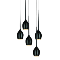 Lampa wisząca Izza 5 Shiny Black AZzardo MD1288A-5BL AZ0312 czarne klosze w kształcie kielichów nowoczesny