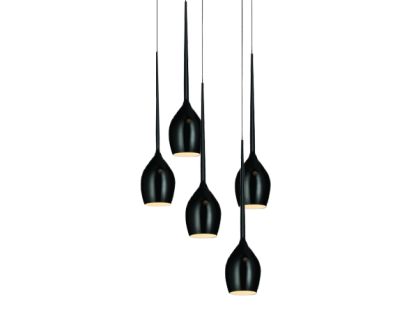 Lampa wisząca Izza 5 Shiny Black AZzardo MD1288A-5BL AZ0312 czarne klosze w kształcie kielichów nowoczesny