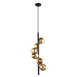 Lampa wisząca MALMO PEN-5104-6-BKGD Italux METALOWA CZARNA OPRAWA ZŁOTE KLOSZE  - 2