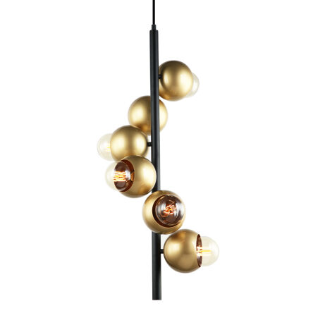 Lampa wisząca MALMO PEN-5104-6-BKGD Italux METALOWA CZARNA OPRAWA ZŁOTE KLOSZE 