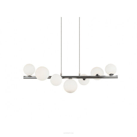 Lampa wisząca SYBILLA 7 PENDANT DEL-8389-7P AZ2102 Azzardo białe szklane klosze w kształcie kul na listwie