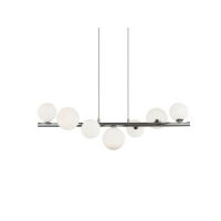 Lampa wisząca SYBILLA 7 PENDANT DEL-8389-7P AZ2102 Azzardo białe szklane klosze w kształcie kul na listwie