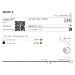 Oprawa natynkowa OJOS AZ4197 Azzardo Czarna LED 7W ruchoma - 6