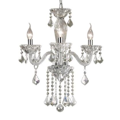 Lampa wisząca Tiepolo SP3 Ideal Lux  034706   z ręcznie dmuchanego szkła z chromowanymi metalowymi detalami kryształowe zawieszki