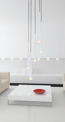 Lampa wisząca Stylo 5 White AZzardo  AZ0208 biała klosze w kształcie stożków na końcach szklane