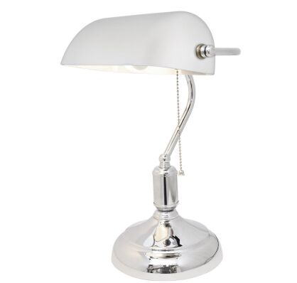 Lampa stołowa BANKER LDT 305 (WT+CHR) Lumina Deco bankierska biała