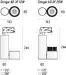 Reflektor do szyny STINGER 80 Adaptor 3F 25W On-Off LABRA 7.1779 - 3
