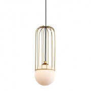 Lampa wisząca Simon MDM-3938/1 GD Italux Złoty druciak szklana kula 
