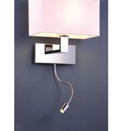 Kinkiet Martens AZzardo MB2251-B-LED-R WH AZ1526 z metalu w kolorze chromu i białego materiału w kształcie prostokąta nowoczesna do czytania LED